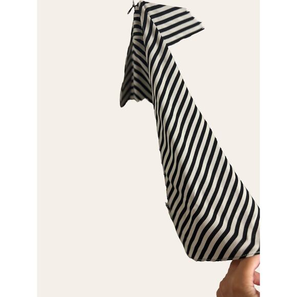 Halston Heritage Black White Striped Asymmetrical One Shoulder Midi Dress  XS - Picture 5 of 12